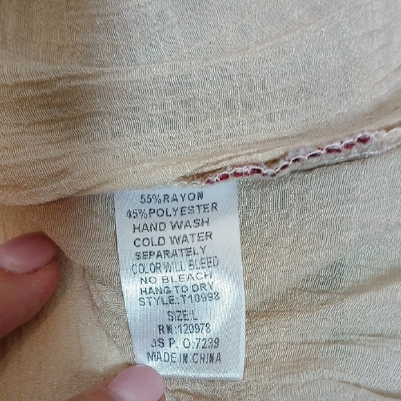 Entro Beige Floral Embroidered Blouse - Picture 7 of 7